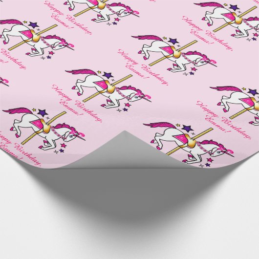 Carousel Unicorn Name Cadeaupapier (Hoek)