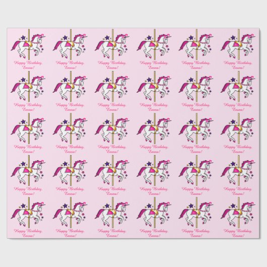 Carousel Unicorn Name  Cadeaupapier (Vlak)