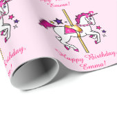 Carousel Unicorn Name Cadeaupapier (Rol Hoek)