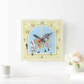Carousel Zebra van June Erica Vess Vierkante Klok (Huis)