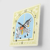 Carousel Zebra van June Erica Vess Vierkante Klok (Hoek)