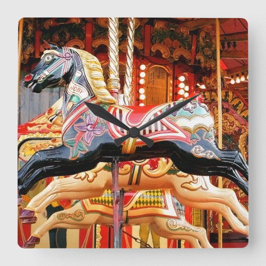 CAROUSELPAARD VIERKANTE KLOK (Voorkant)