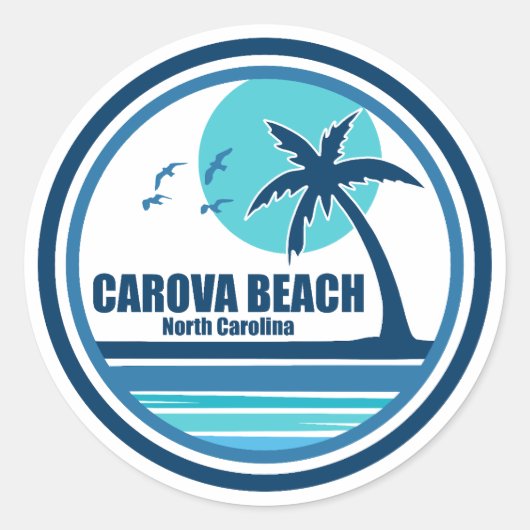 Carova Beach North Carolina Palmboom Vogels Ronde Sticker (Voorkant)