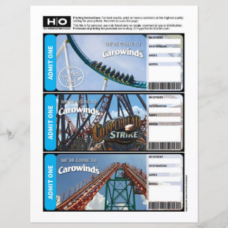 Carowinds Mock Ticket voor reizen en evenementen