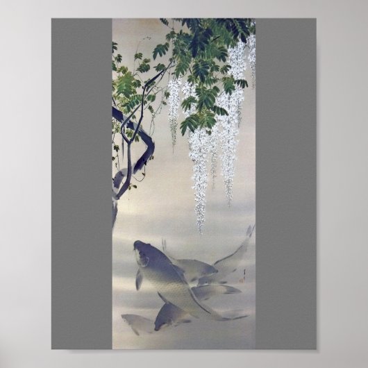 Carp and White Wisteria, Watanabe Seitei Poster (Voorkant)