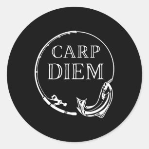 Carp Diem grijp de karper grappig Gevist Carpe Die Ronde Sticker