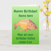 Carp Fish Birthday card Kaart (Gele Bloem)