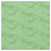 Carp Fish Print Khaki Green Vist Stof (Close Up)