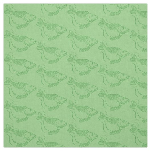 Carp Fish Print Khaki Green Vist Stof (Swatch)