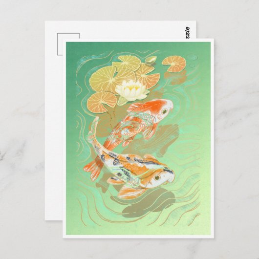 Carp Koi Fish Water Lily Pond Briefkaart (Voorkant / Achterkant)
