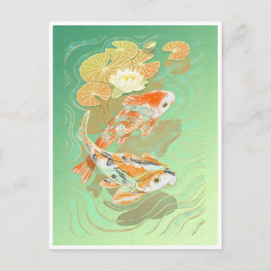 Carp Koi Fish Water Lily Pond Briefkaart (Voorkant)