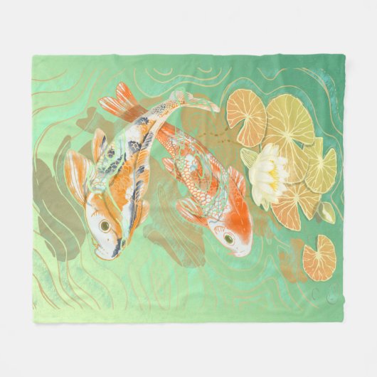 Carp Koi Fish Water Lily Pond Fleece Blanket (Voorkant (Horizontaal))