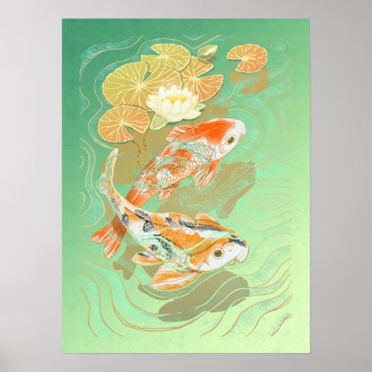 Carp Koi Fish Water Lily Pond Poster (Voorkant)