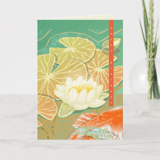 Carp Koi Fish Water Lily Pond Wenskaart Kaart (Voorkant)