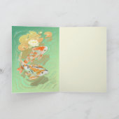 Carp Koi Fish Water Lily Pond Wenskaart Kaart (Binnen)
