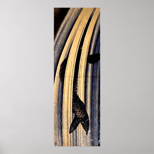 Carp Leaping up a Cascade by Hokusai Poster (Voorkant)