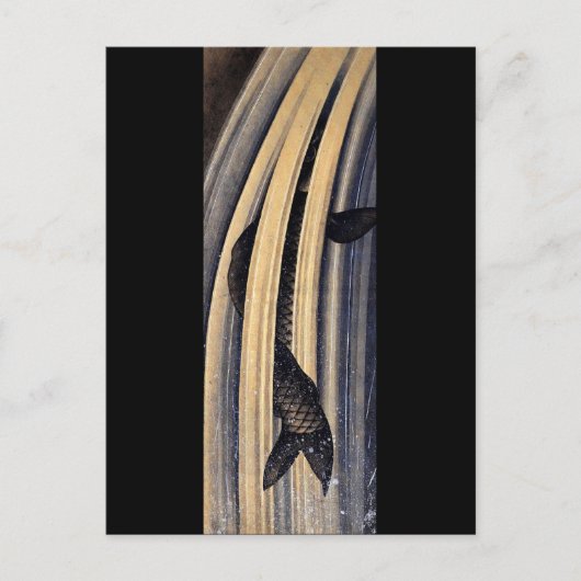 Carp Leaping Up Waterfall Hokusai Fine Art Briefkaart (Voorkant)