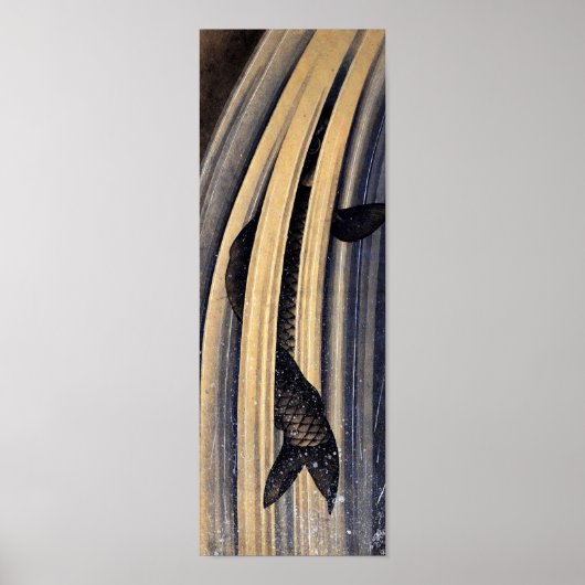 Carp Leaping Up Waterfall Hokusai Fine Art Poster (Voorkant)