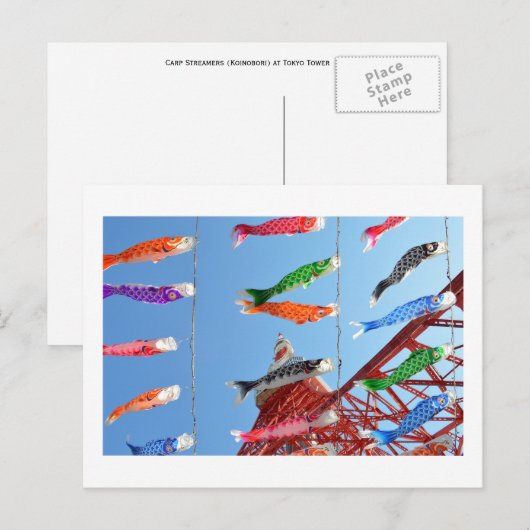 Carp Streamers (Koinobori) in het Briefkaart van d (Voorkant / Achterkant)