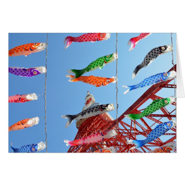 Carp Streamers (Koinobori) in Tokio Tower (Voorkant Horizontaal)
