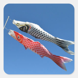 Carp Streamers (Koinobori): Tokio, Japan Vierkante Sticker