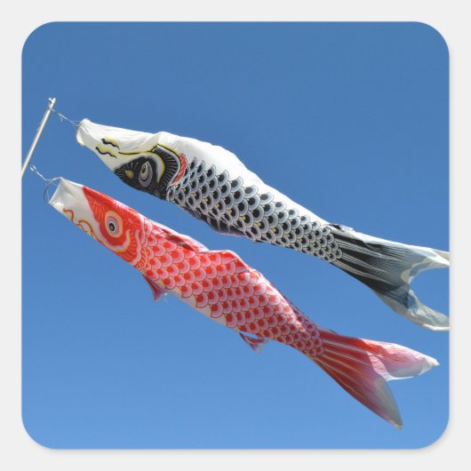 Carp Streamers (Koinobori): Tokio, Japan Vierkante Sticker (Voorkant)