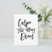 Carpe dat het Doorkrijgen van Diem Hand Lettered C Briefkaart (Staand voorkant)