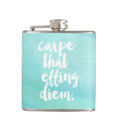 Carpe dat het Eigen Waterverf van Diem Quote Aqua Heupfles (Voorkant)