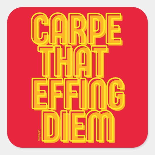 CARPE DIE DIEM FIJT GEEFT, grappige latijncitaat Vierkante Sticker (Voorkant)