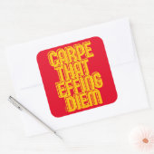 CARPE DIE DIEM FIJT GEEFT, grappige latijncitaat Vierkante Sticker (Envelop)
