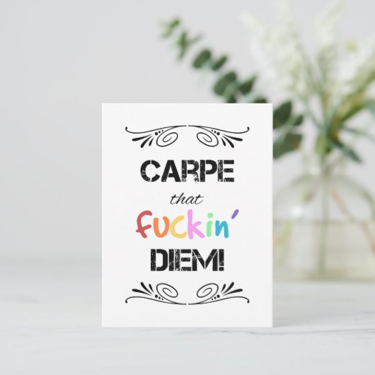 Carpe die F**** Diem! Briefkaart (Staand voorkant)