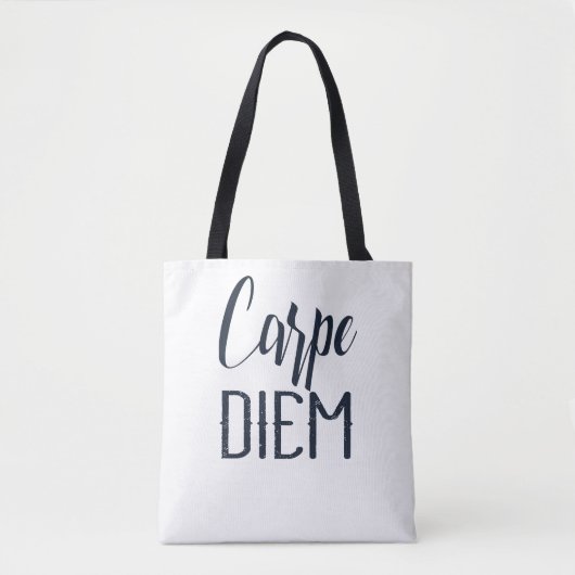Carpe Diem bewaar de dag zwart type Tote Bag (Voorkant)