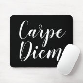 Carpe Diem black en white script typografie Muismat (Met muis)
