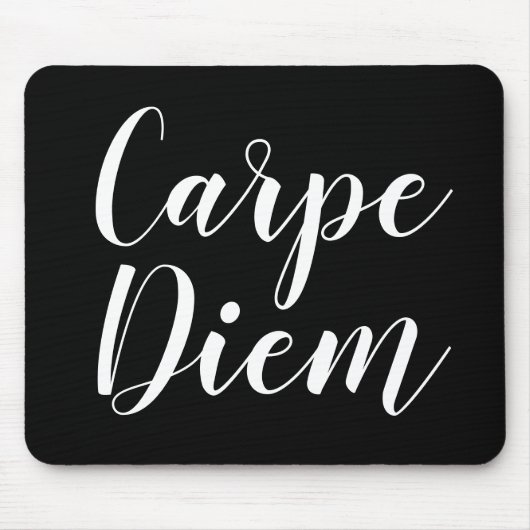 Carpe Diem black en white script typografie Muismat (Voorkant)