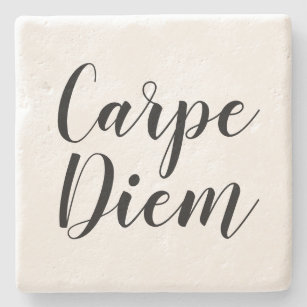Carpe Diem black en white script typografie Stenen Onderzetter