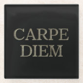 Carpe Diem Black glass onderzetter (Voorkant)
