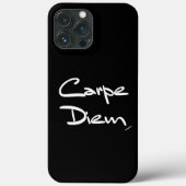 CARPE DIEM Black White Typography Cool iPhone Case (Achterkant)