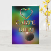 Carpe Diem blanco kaart kosmos regenbooghart (Gele Bloem)