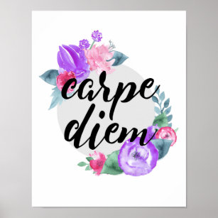 Carpe Diem - Bloem - Wit Poster