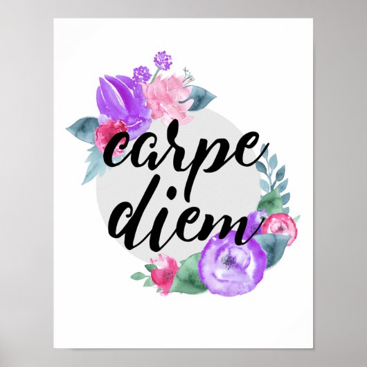 Carpe Diem - Bloem - Wit Poster (Voorkant)