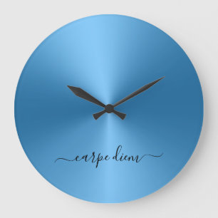 Carpe Diem Blue Metallic Style Grote Klok