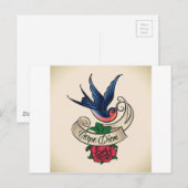 Carpe Diem Bluebird Tattoo Briefkaart (Voorkant / Achterkant)