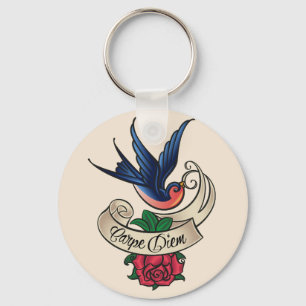 Carpe Diem Bluebird Tattoo Sleutelhanger