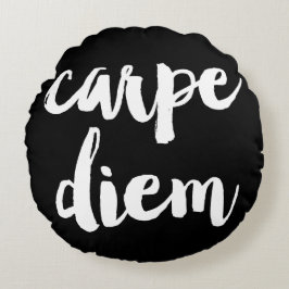 Carpe Diem Brush Typography Statement Pillow Rond Kussen