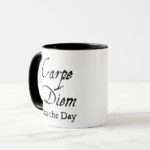 Carpe Diem Dark Academic Black en White Mok (Voorkant links)
