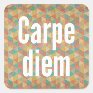 Carpe diem, grijp de dag, Kleurrijk Patroon Vierkante Sticker