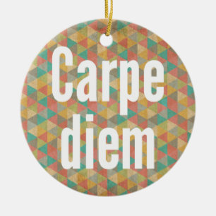 Carpe diem Grijp De Dag Kleurrijke Driehoeken Keramisch Ornament
