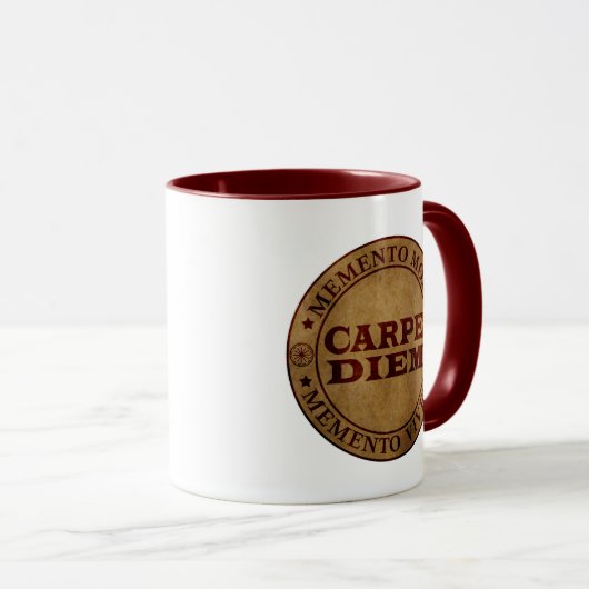 Carpe diem Grijp de dag Memento mori Mok (Voorkant rechts)