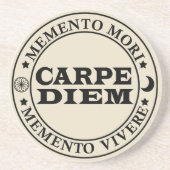 Carpe diem Grijp de dag Menro mori Zandsteen Onderzetter (Voorkant)