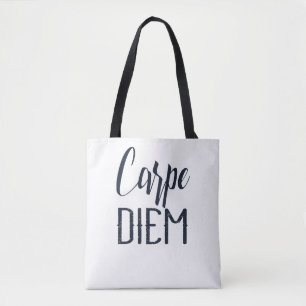 Carpe Diem Grijp De Dag Zwarte Lettertype Tote Bag